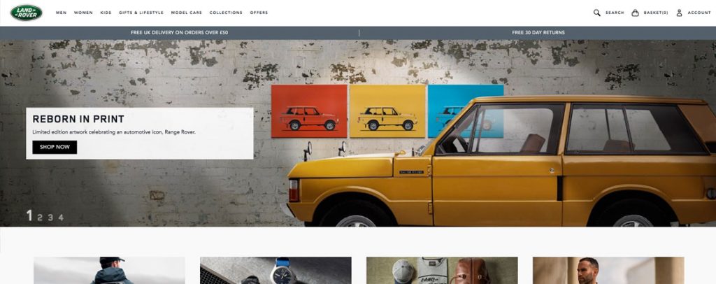 Land Rover tienda hecha en Magento